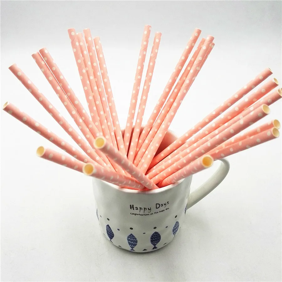 

25pcs/lot Retro Vintage Pink Dot Glass Paper Drinking Straws For Party Hawaiian Birthday Wedding Decoration Party Supplies
