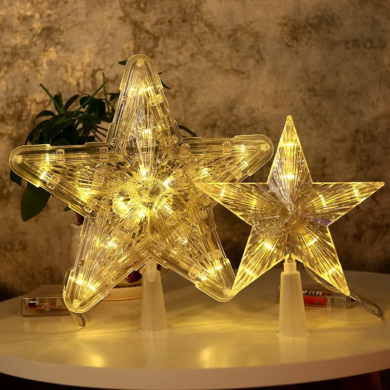 Новая звезда Рождественская елка Led Ангел Топпер с батарейной коробкой Рождественская елка топперы пятиконечная звезда маленькие огни украшения