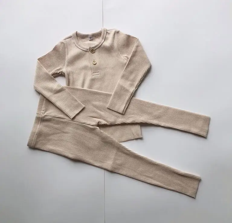 Baby Boys Girls Clothes For Children Ribbed Set Fitted With Full Sleeve Kids Autumn Winter Cloth Pajama Sets Pants Toddler 2 Pcs (11)