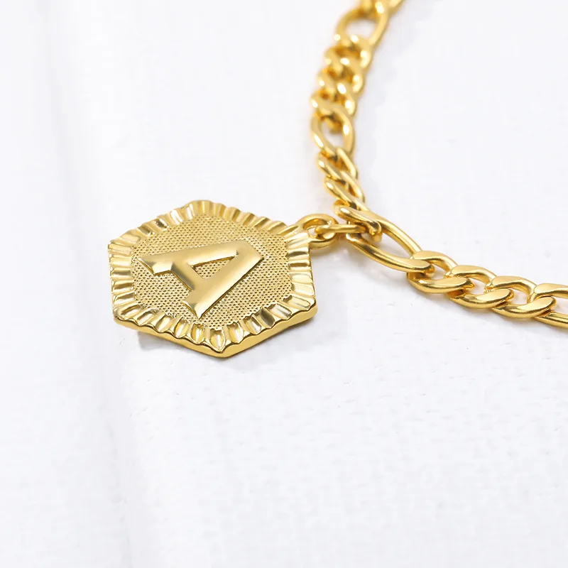 Hot 26 Initial Figaro Chain Anklet A-Z Letter Hexagon Coin Charm Anklet Summer Fashion Men and Women Boho Jewelry Gift Hot 26 Initial Figaro Chain Anklet A-Z Letter Hexagon Coin Charm Anklet Summer Fashion Men and Women Boho Jewelry Gift