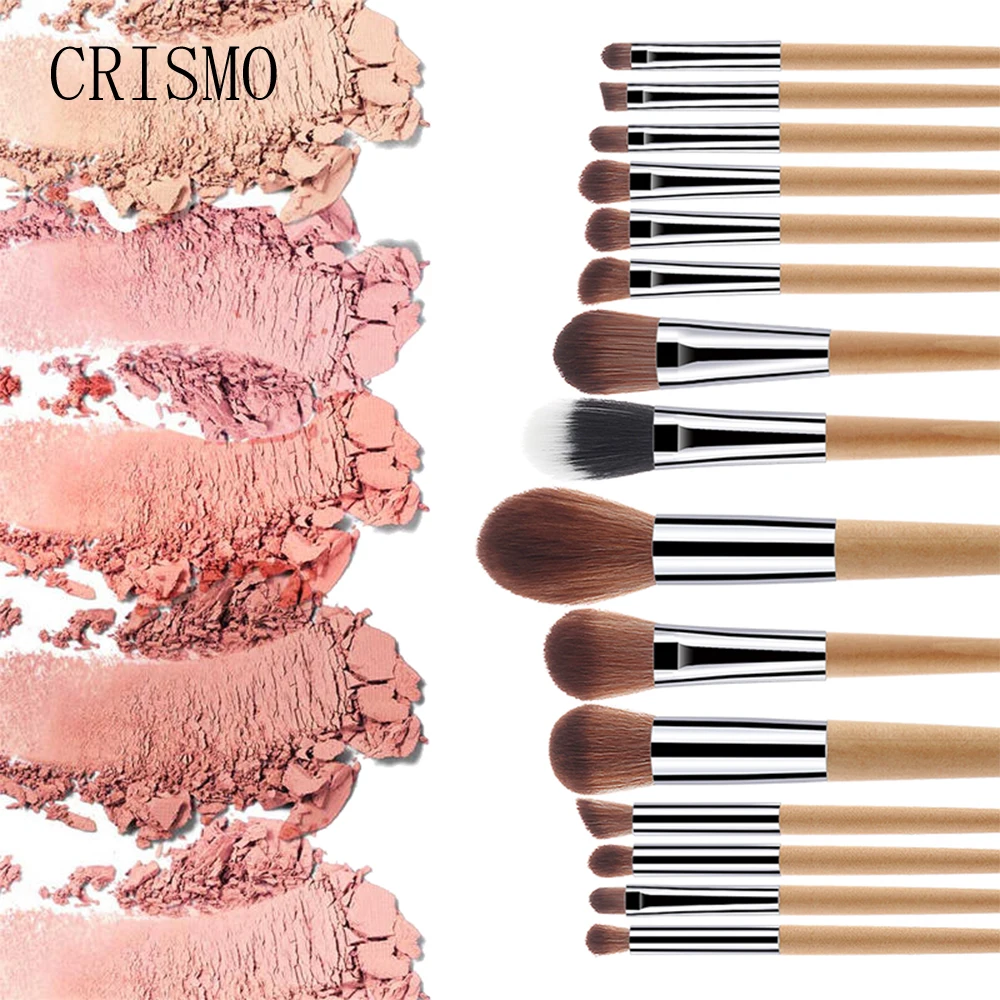 CRISMO 15pcs Wooden Makeup Brushes Set Flame Brush Eye Shadow Foundation Cosmetic Powder Blending Make Up 3