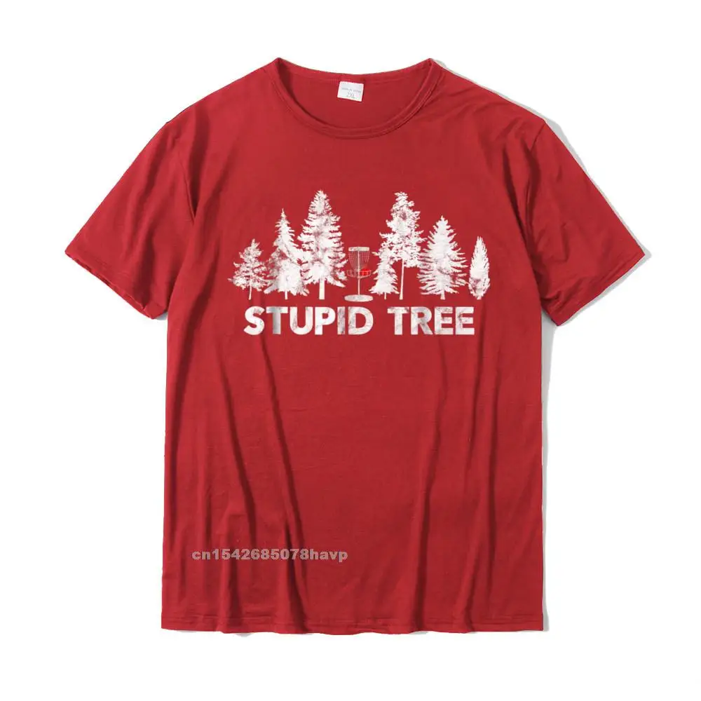 On Sale Men T-Shirt Normal 3D Printed Tops Shirts 100% Cotton Fabric Short Sleeve Casual Tops Shirt Round Collar Funny Disc Golf Shirt For Men Women and Kids Stupid Tree__1. red
