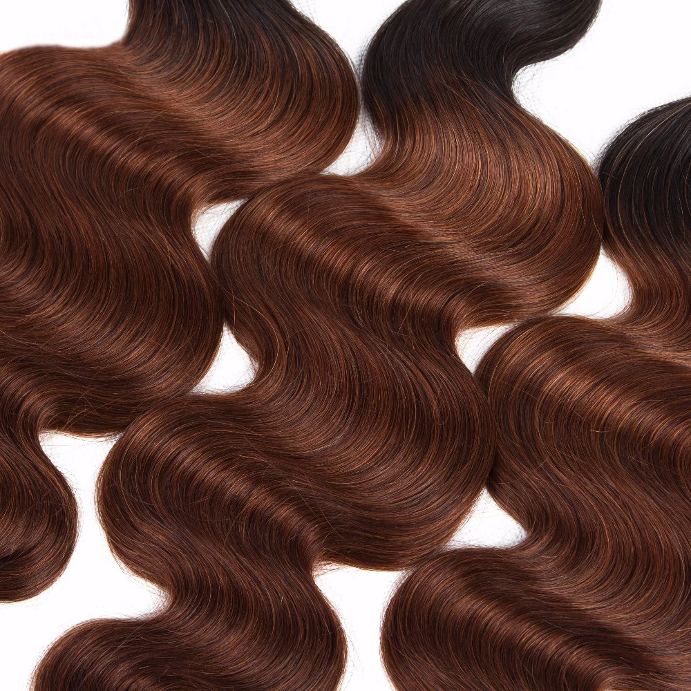 Body Wave Bundles With Closure Ombre Colored T1B 27/Red/33/Purple Bundles With Closure Mongolian 100% Remy Human Hair Extension