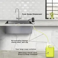 Samodra Liquid Soap Dispensers กับหลอดทองเหลืองหัวปั๊มสำหรับห้องครัวอุปกรณ์เสริมโลหะวาล์วตรวจสอบสีดำ Dispenser สบู่ 3