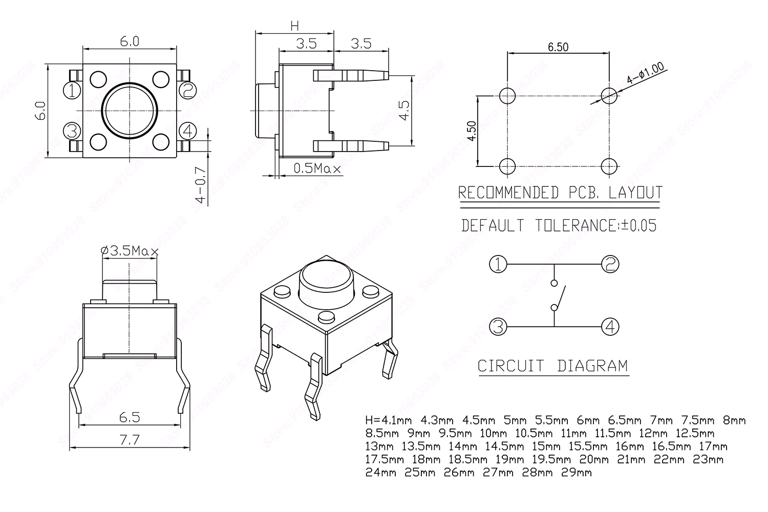 Рисунок 3 - Тактовый выключатель