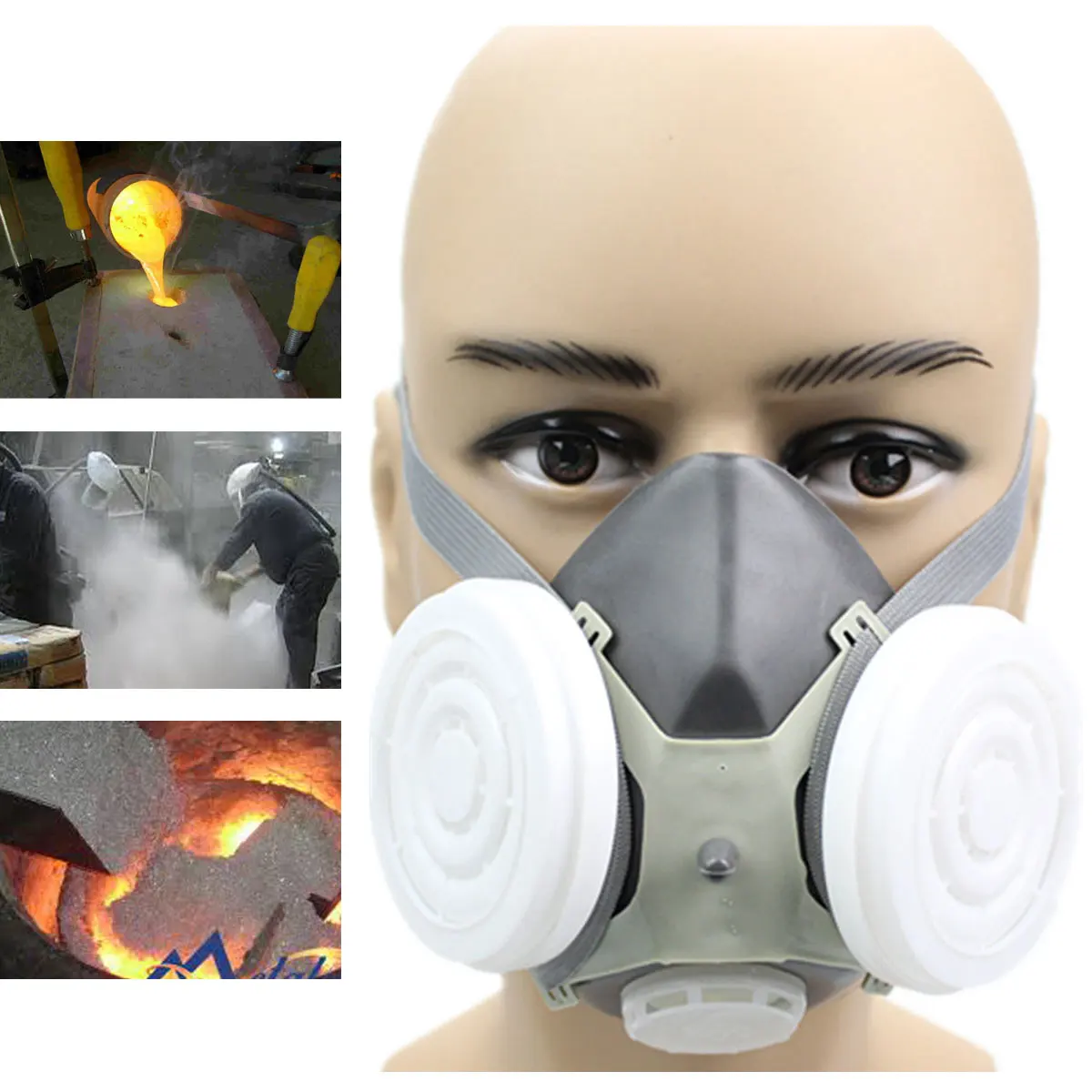 

Mask Filter Respirator Suit Industry Spraying Safety For Cycling Dust Mask Protection Gas Mask Industrial PM2.5 Anti Dust Face