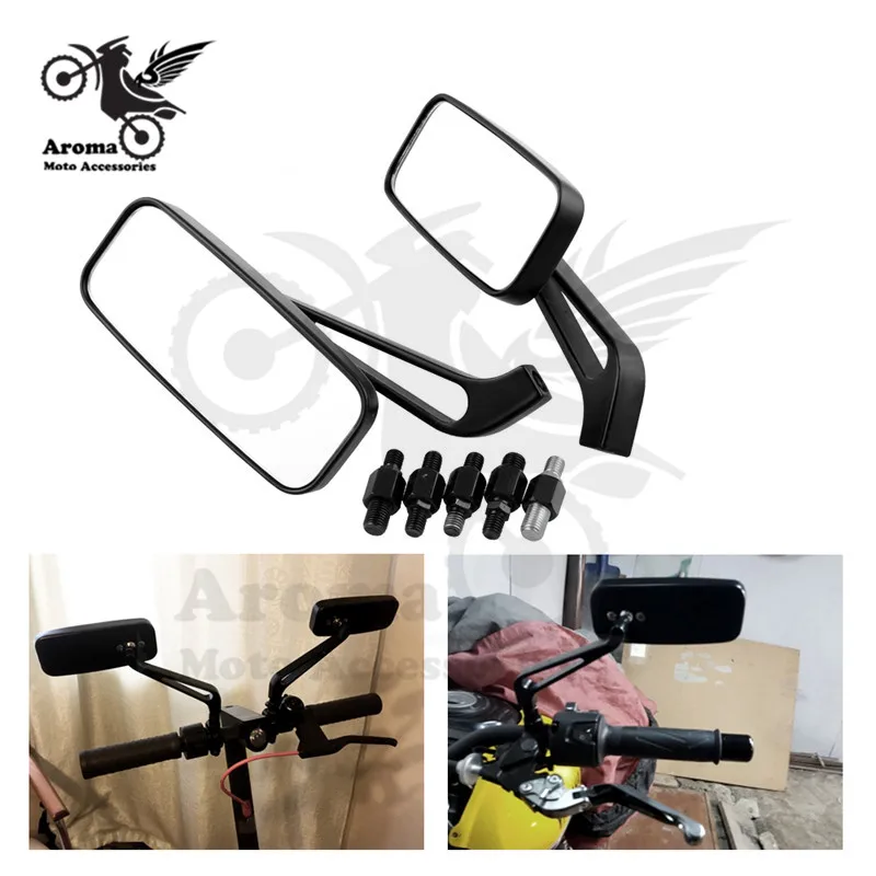 Прямоугольное черное moto зеркало заднего вида для kawasaki honda suzuki Benelli vespa yamaha harley sportster зеркало moto rcycle raerview