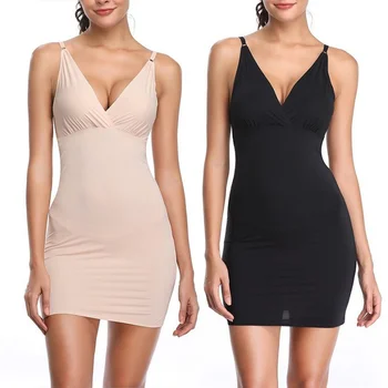 

Women V-neck Slim Bodysuit Waist Trainer Body Shaper Control Slimming Sexy Slips Butt Lifter Corset Dress