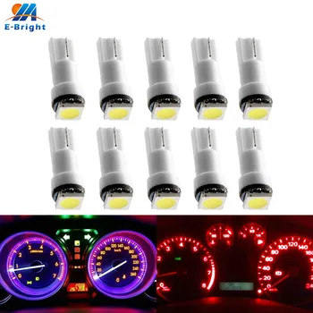 

10pcs T5 LED Car Interior LED Light 74 1 SMD 5050 Led map dome Dashboard LED Bulb Lamp Yellow Blue Green Red White Car Light