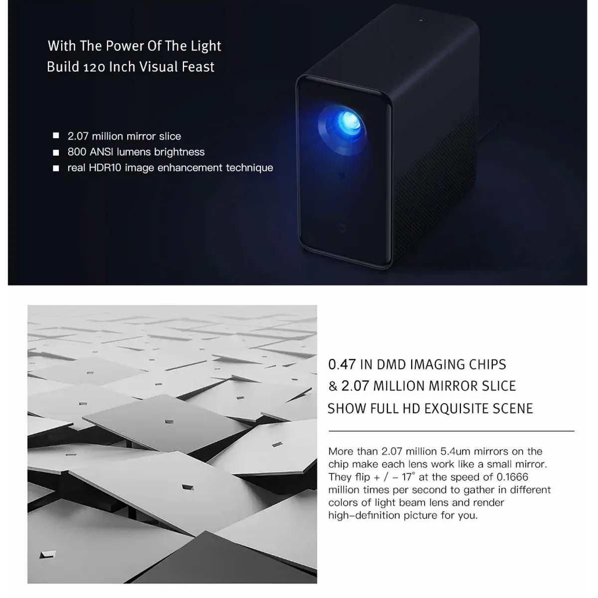 Xiaomi Mijia Projector TV 3500 Lumens HD DLP WiFi bluetooth 4.1 Mi Projector Support 4K for Home Theater 3D Android