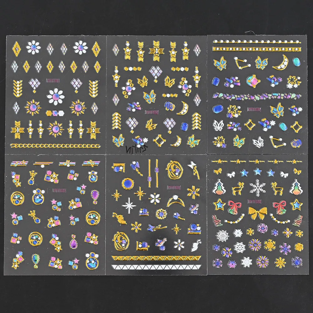 

30pc/Set Bronzing Rhinestones Nail Art Decals Holo Nail Accessories Stickers Mirror Manicure Sliders Sticker