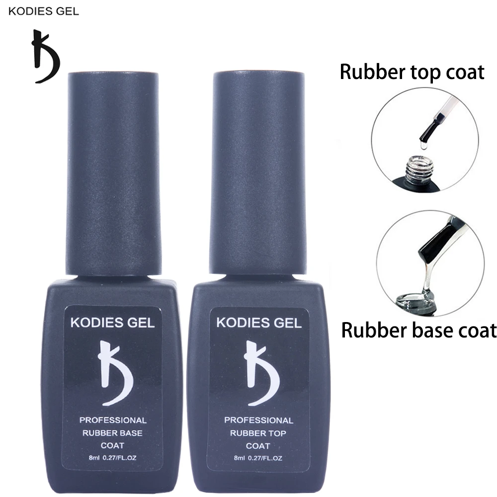 KODIES GEL 2 Pcs/Set Rubber Base Coat Top Coat for Nails 8ML Strong