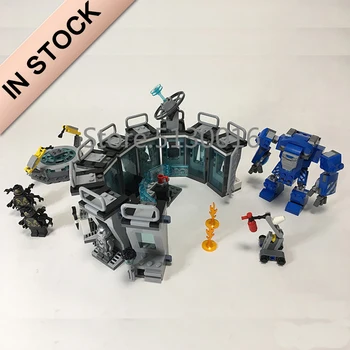 

In stock 11260 The Avengers Iron Man Hall of Armour 524Pcs Building Blocks Compatible with 76125 Bricks Marvel Superhero