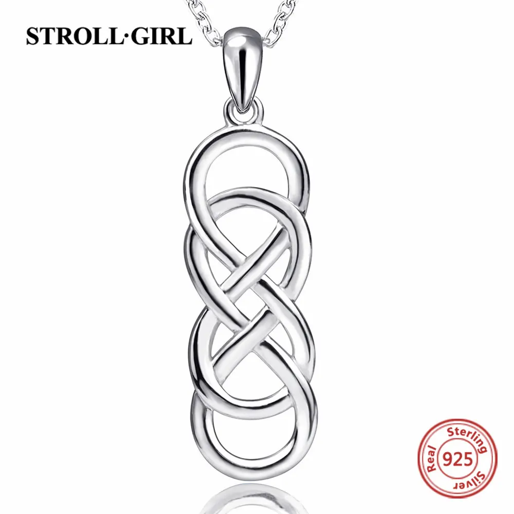 925 Sterling Silver Double Infinity Symbol Pendant Chain Circle Endless Necklace For Women Anniversary Jewelry Christmas Gift | Украшения и