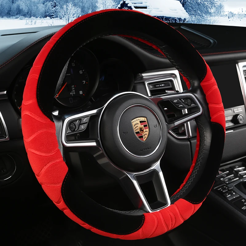 

D Shape O shape Car Steering Wheel Cover plush for Golf K3 POLO JATTA Suzuki Swift Nissan Rogue 2017 2018 2019 2020