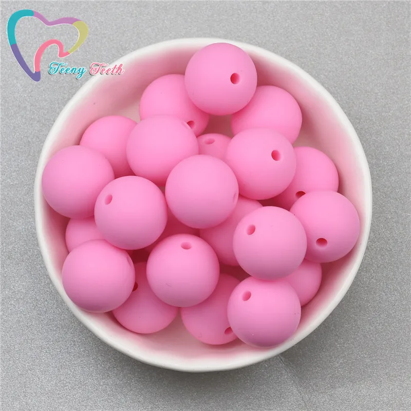 

10 PCS Pink 9-15 MM Round Ball Silicone Beads Teething Baby Pendant DIY Pacifier Chain Infants Tooth Care Teether Round Beads