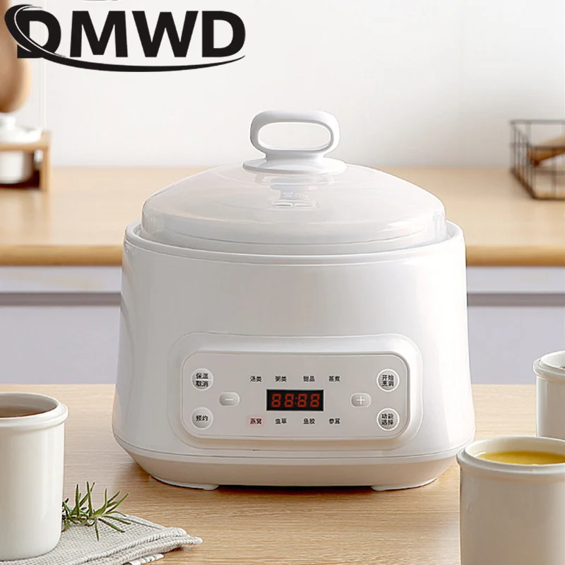 Intelligent Electric Slow Cooker Appointment Timing Food Steamer Ceramic Container Boiler Water Stew Soup Porridge Pot Anti-Dry