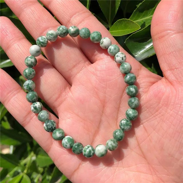 1 Pc Fengbaowu Natural Stone Green Spot Jasper Bracelet Round Bead Crystal  Reiki Healing Stone Fashion Jewelry Gift - Bracelets - AliExpress