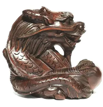 

CQ087 - 2" Hand Carved Boxwood Netsuke Figurine Carving: Dragon