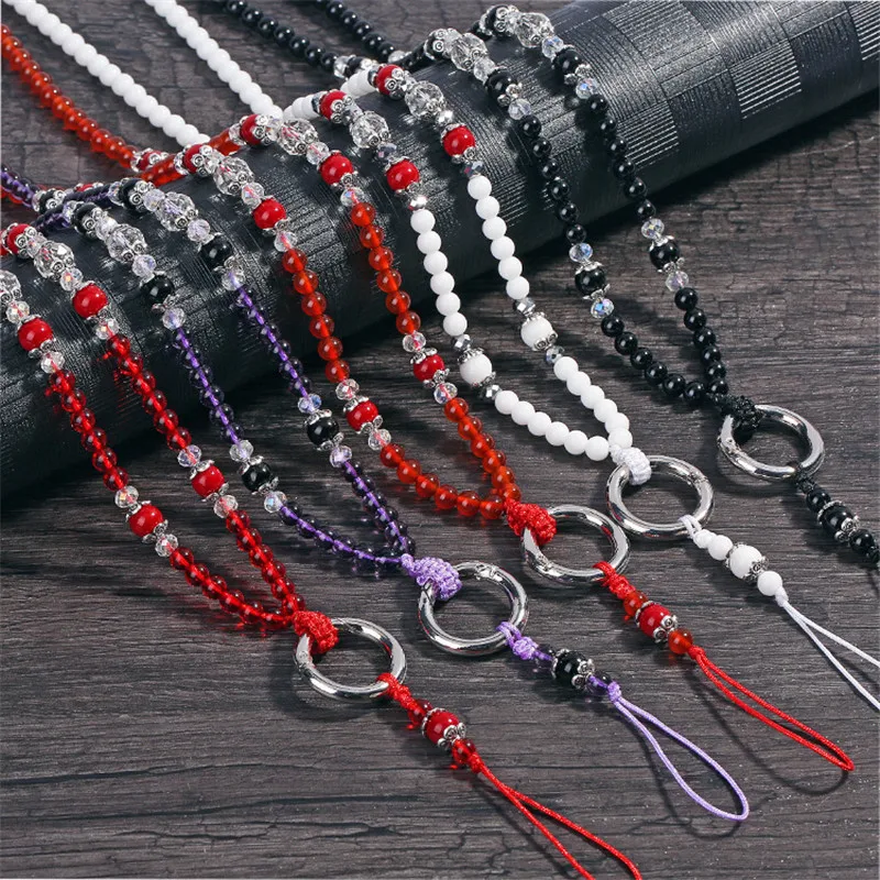 

Explosion style female universal mobile phone crystal lanyard, agate pendant, chain, hand-woven, stylish atmosphere