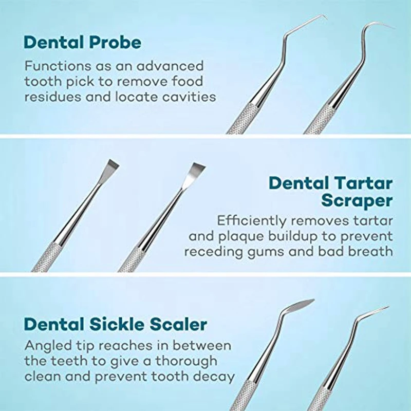 ABRA-Стоматологические Инструменты Профессиональный Нержавеющая сталь, 5-в-1 полости рта гигиенический набор Уход за полостью рта набор с стоматологическое зеркало