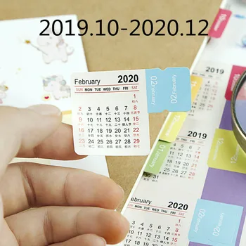 

2020 Year 2pcs Calendar Stickers Index Bookmark Planner Journal Accessories Office Decoration Desk Stickers Label Stationery
