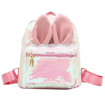

Travel School Cute Children Girl Rabbit Ears Sequined Backpack Shoulder Bags Leisure bag Animal element backpack