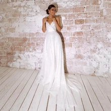 

Jasmine Sexy Backless Ivory Glitter With V-neck Sequins Long Length Bridal Wedding Gowns Dresses For Women