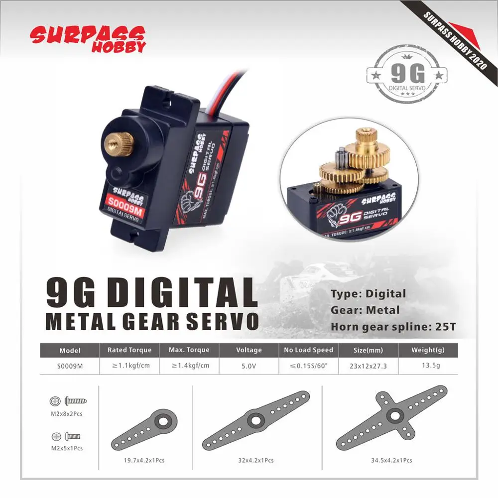 SURPASS HOBBY S0009M 9g Metal Gear Servo For 1/24 RC Car Aircraft Boat Robot | Игрушки и хобби