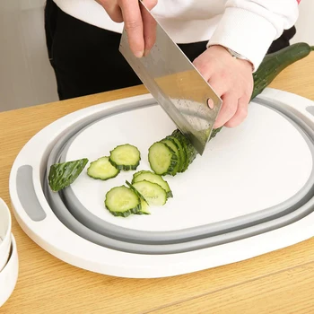 

Foldable Multifunctional Cutting Board Foldable Washing Basket Fruit Basket Bowl Kitchen Storage Accessories Tools