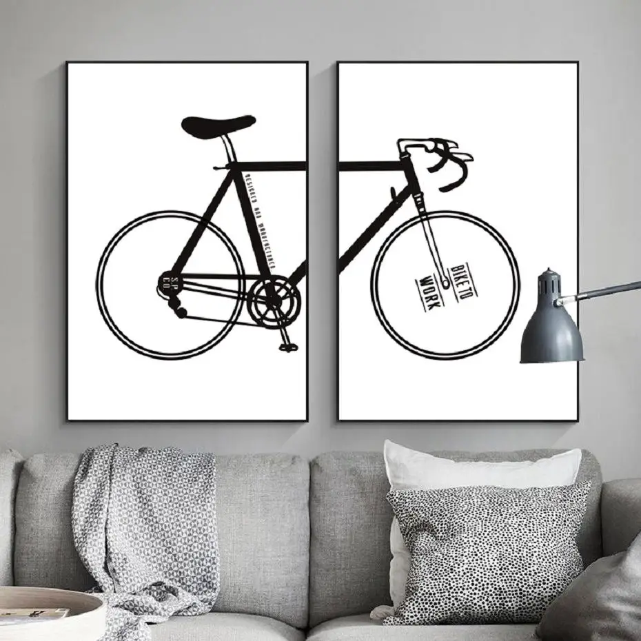 

Black and White Minimalist Bicycle Canvas Prints Posters Wall Art Canvas Paintings Pictures for Living Room Home Decoration