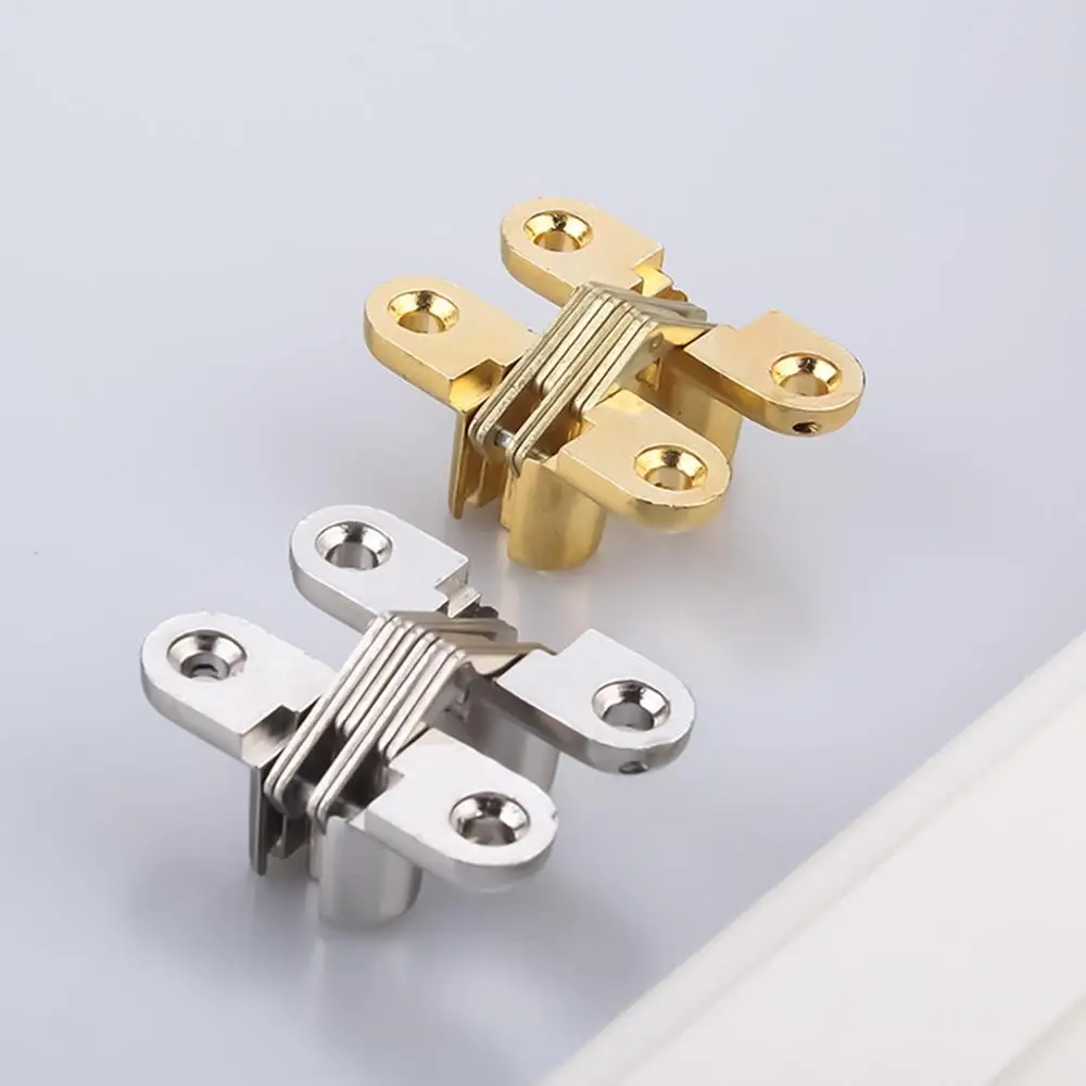 Hidden Hinges Door Hinges Stainless Steel Hinges 1PCS 8x42MM Invisible Concealed Cross Door Hinge Bearing 180D With Screw For Folding Door/Window Furniture DIY