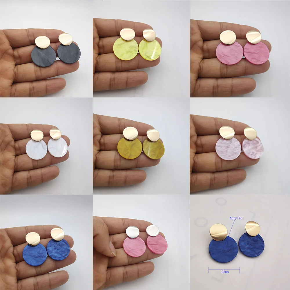 

Fashion Round Metal Earrings Hanging Acrylic Earrings Irregular Gold Silver Pendant Earrings for Women Party Jewelry