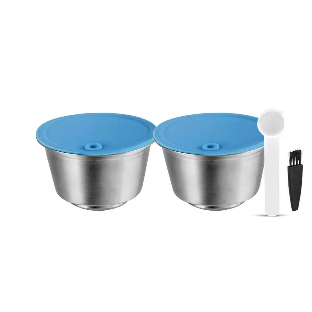 Eco-Friendly Refillable Stainless Steel Coffee Capsule Set with Silicone Cover & Spoon Clip
