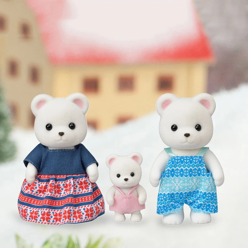 Sylvanian Families кукольный домик пушистые куклы фигурки животных полярный медведь семья 3 шт. Набор