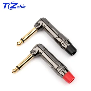 

2x 6.35mm Plug 1/4" Jack Mono 90 Degree Audio Adapter 6.5 mm Connector Solder Male For Mixer Microphone Guitar Speaker Plug