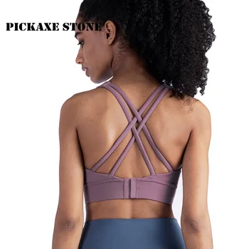 

PS Shockproof Sports Bra Women Push Up Sport Bra Top Gym Yoga Crop Top Sexy Back Breathable Fitness Bralette Running Vests