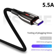 5.5A 2m USB Type C Micro USB câble en alliage de Zinc QC charge rapide ligne de données chargeur de téléphone portable type-c cordon de données pour Huawei Xiaomi