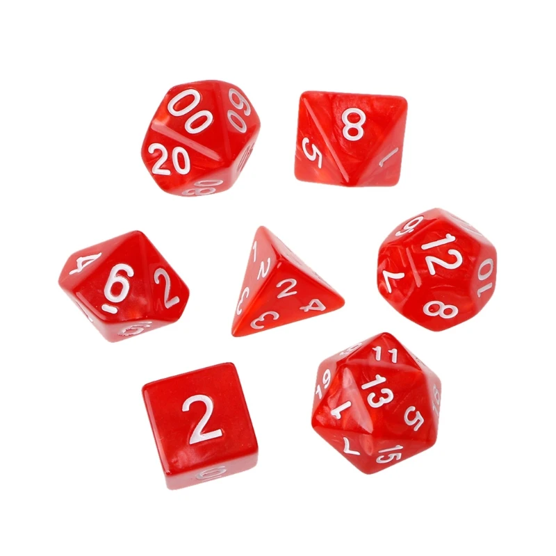 Red 7 шт многогранные кости белые цифры для Следопыт дракона D20 D12 2xD10 D8 D6 D4 - Цвет: Red