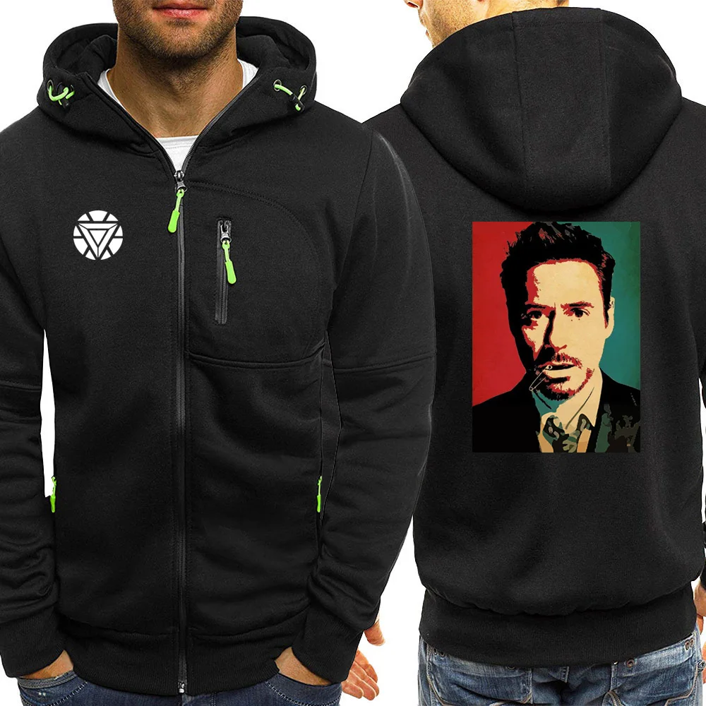 black6 Мужская Уличная одежда с капюшоном Tony Stark iron man Новое Осеннее флисовое пальто на молнии повседневные куртки кофты с принтом Мстители мужские с капюшоном - Цвет: black6