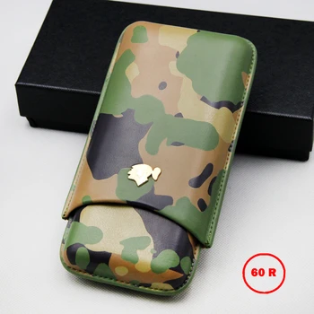 

Cohiba Leather Cigar Case Camouflage Pattern Travel Cigar Holder 60 Ring 3 Tube Mini Humidor Excellent Smoking Accessory On sale