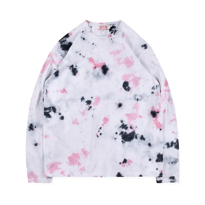 19SS капитал Kountry Tye Dye Smile Hoodie Мужская футболка с круглым вырезом и длинным рукавом Уличная Мужская Футболка Пуловер Футболка Хип-Хоп футболка