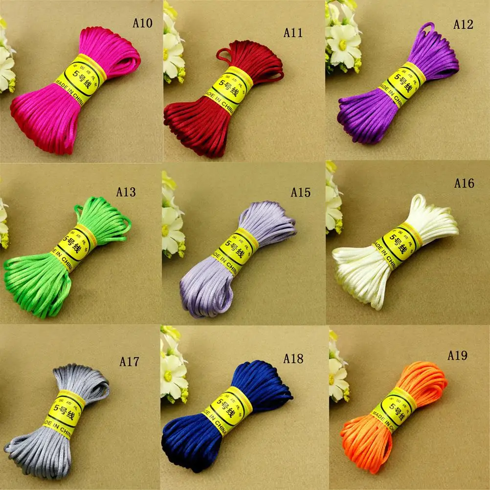 Hot Sale 10/75meter 2/1mm Soft Satin Nylon Cord Solid Rope Braided Silk Cord For Jewelry Making Beading Cotton Cord For Baby