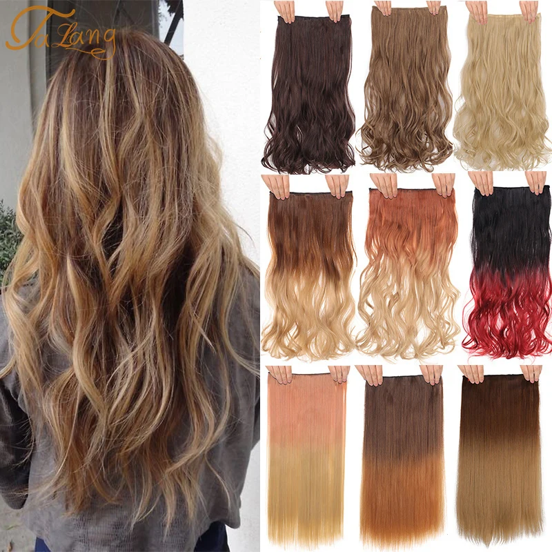 

TALANG Long curls Black to Gray Natural Color Women Hair High Tempreture Synthetic Hairpiece Clip in Hair Extensions