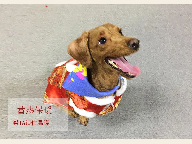 New Style Chinese Costume Large Dog Clothes Autumn And Winter Clothes Waistcoat New Year Cotton-padded Clothes Pet Dog Clothes M