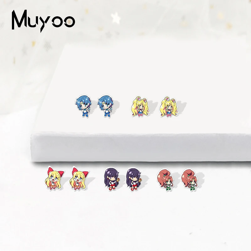Серьги из акриловой смолы Sailor Moon Новое поступление аниме мультфильм иконы