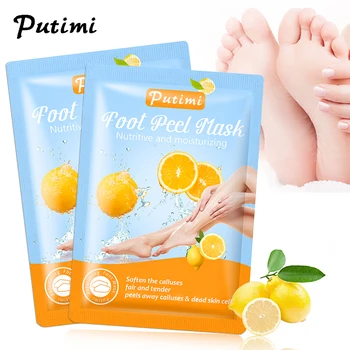 

6pair Lemon Whitening Foot Mask for Legs Exfoliating Feet Mask Dead Skin Remove Foot Peel Mask Pedicure Socks Foot Patches