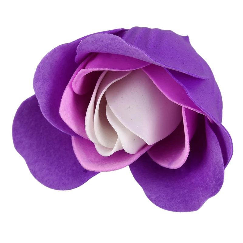 24 шт фиолетовое ароматизированное банное мыло в виде лепестков роз в сердечной коробке