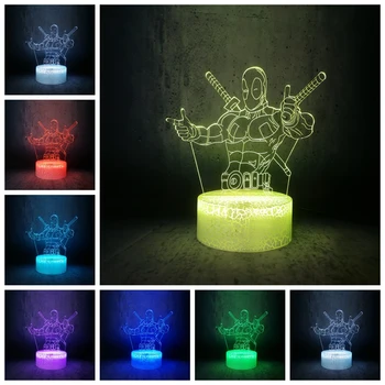 

Deadpool Bedside LAMP Marvel Cartoon Night light USB Acrylic LED Bulb kids bedroom decor baby sleeping lava