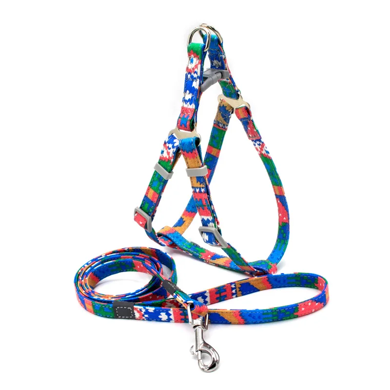 No-Pull-Dog-Harness-Set-with-1-2m-Dog-Leash-Size-Adjustable-Canvas-Print-Harness-for (5)